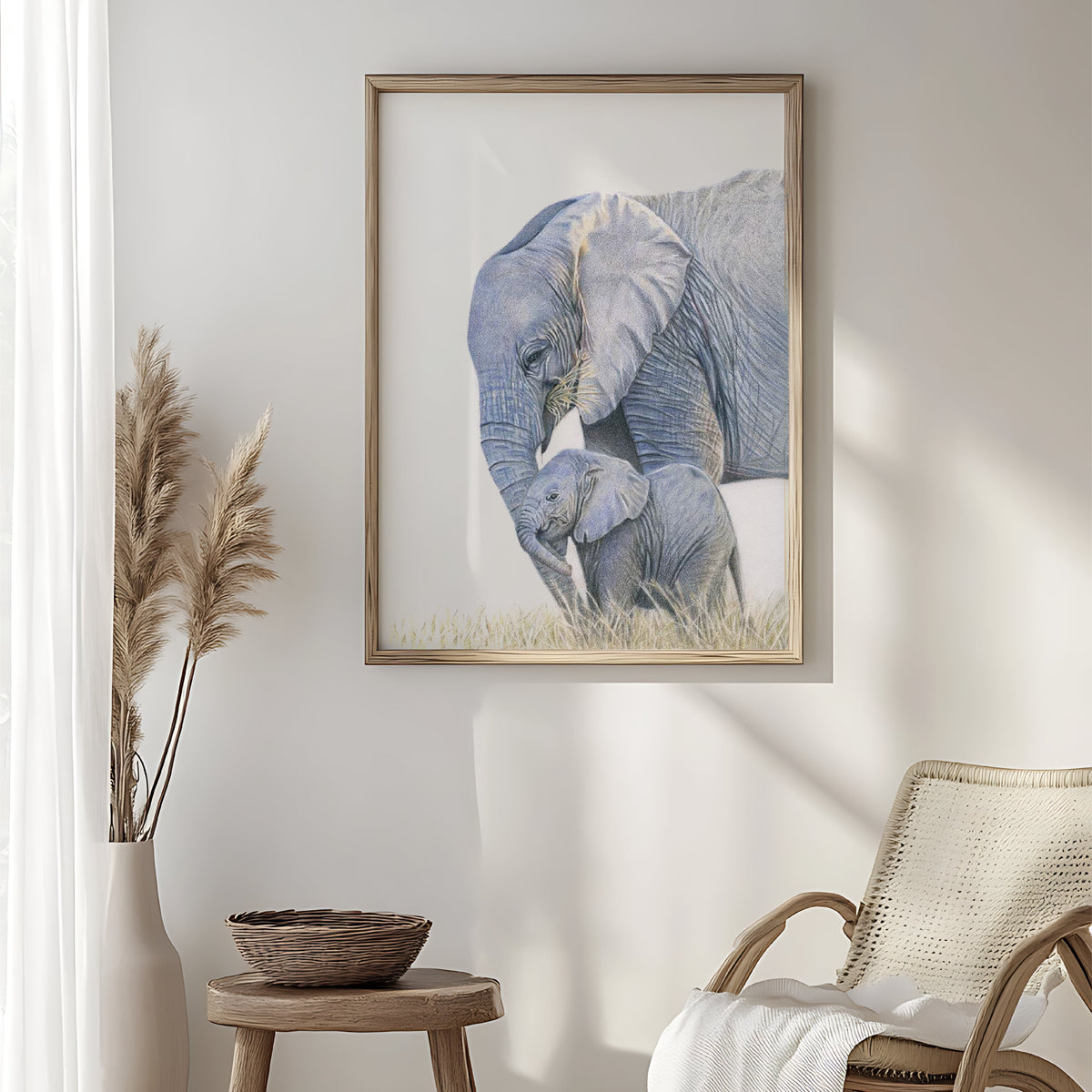 "Safe Haven" Elephant and Calf Fine Art Print